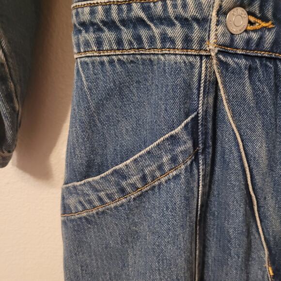 Etica Liv Asymmetrical Denim Jumpsuit Womens S Utility Deep VNeck Ethically Made - Picture 6 of 11